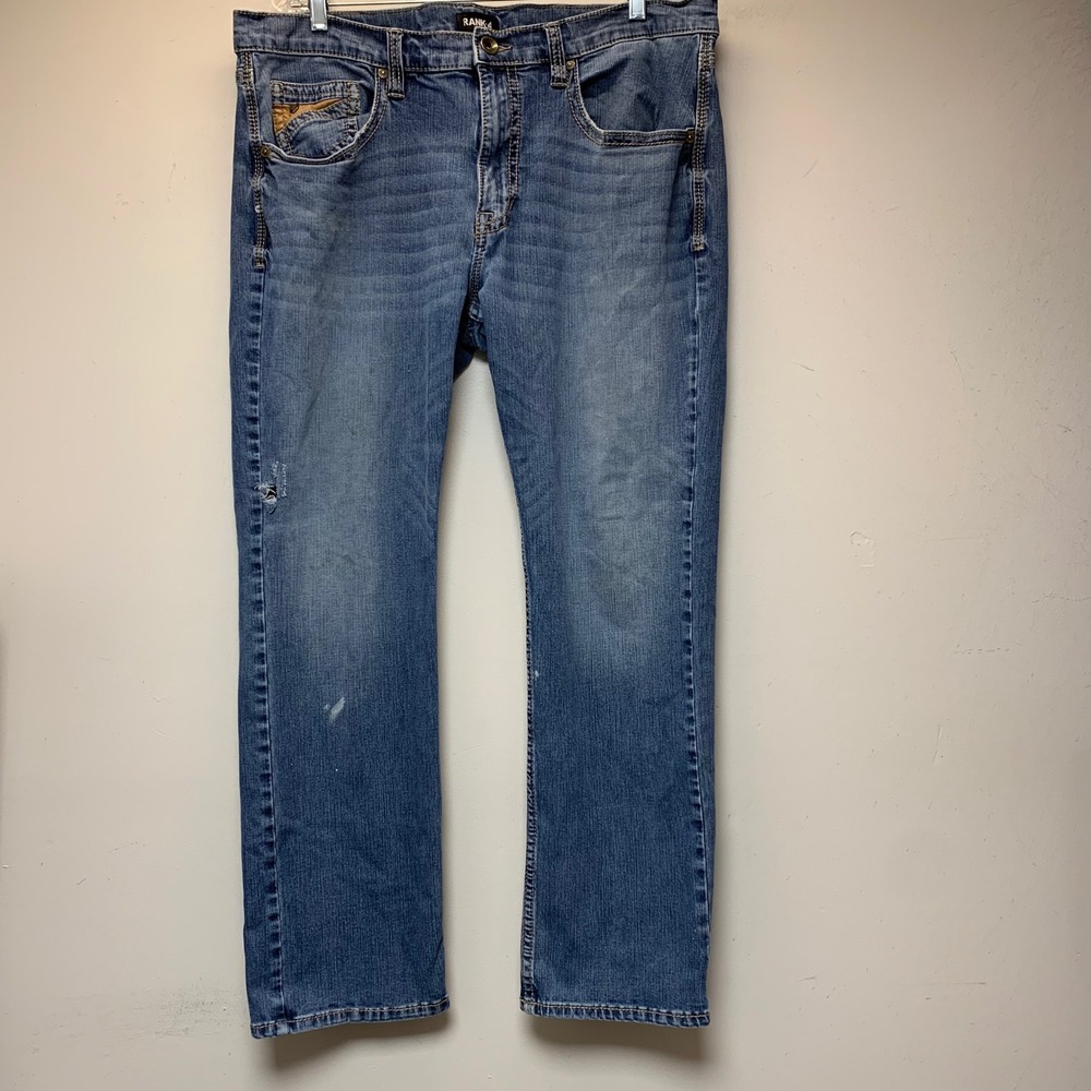 Rank 45 Jeans Men 40x32 Blue Excellent Straight Leg Stretch Medium Wash Denim